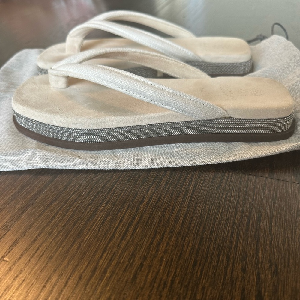 Brunello Cucinelli suede embellished monili sandal